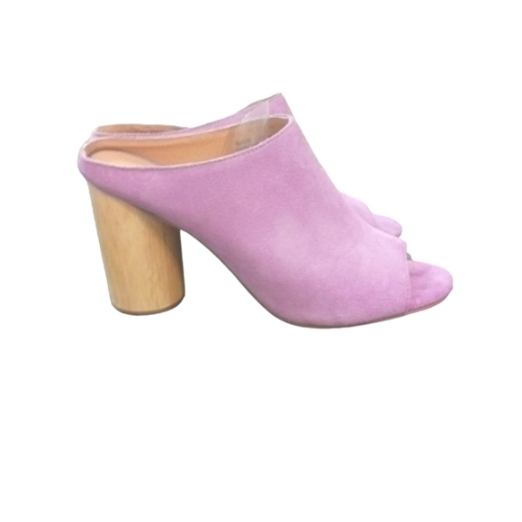 Urban Outfitters Pink Suede Mule Open Toe Round Heels size 9 - Picture 2 of 10